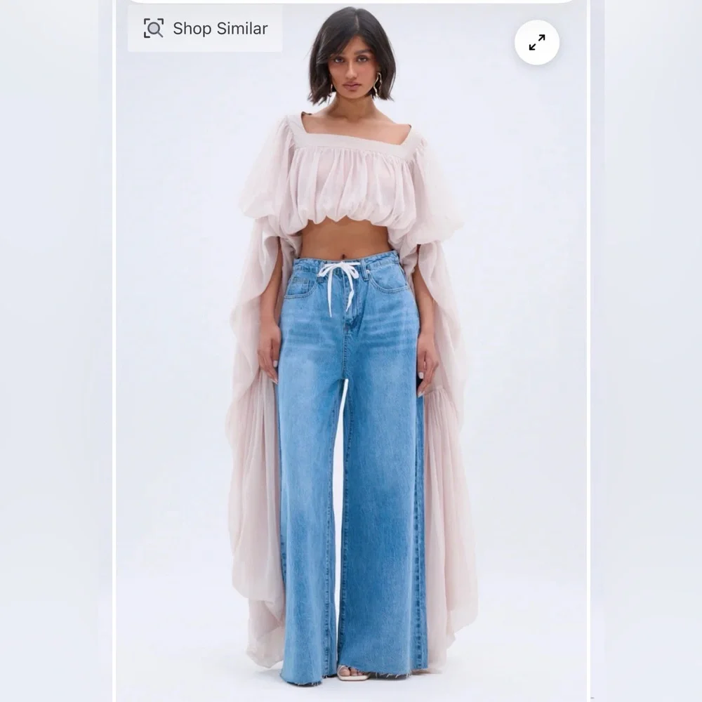AKIRA Statement Blouse - Flowy Long Sleeve Top - Small - Picture 3 of 8